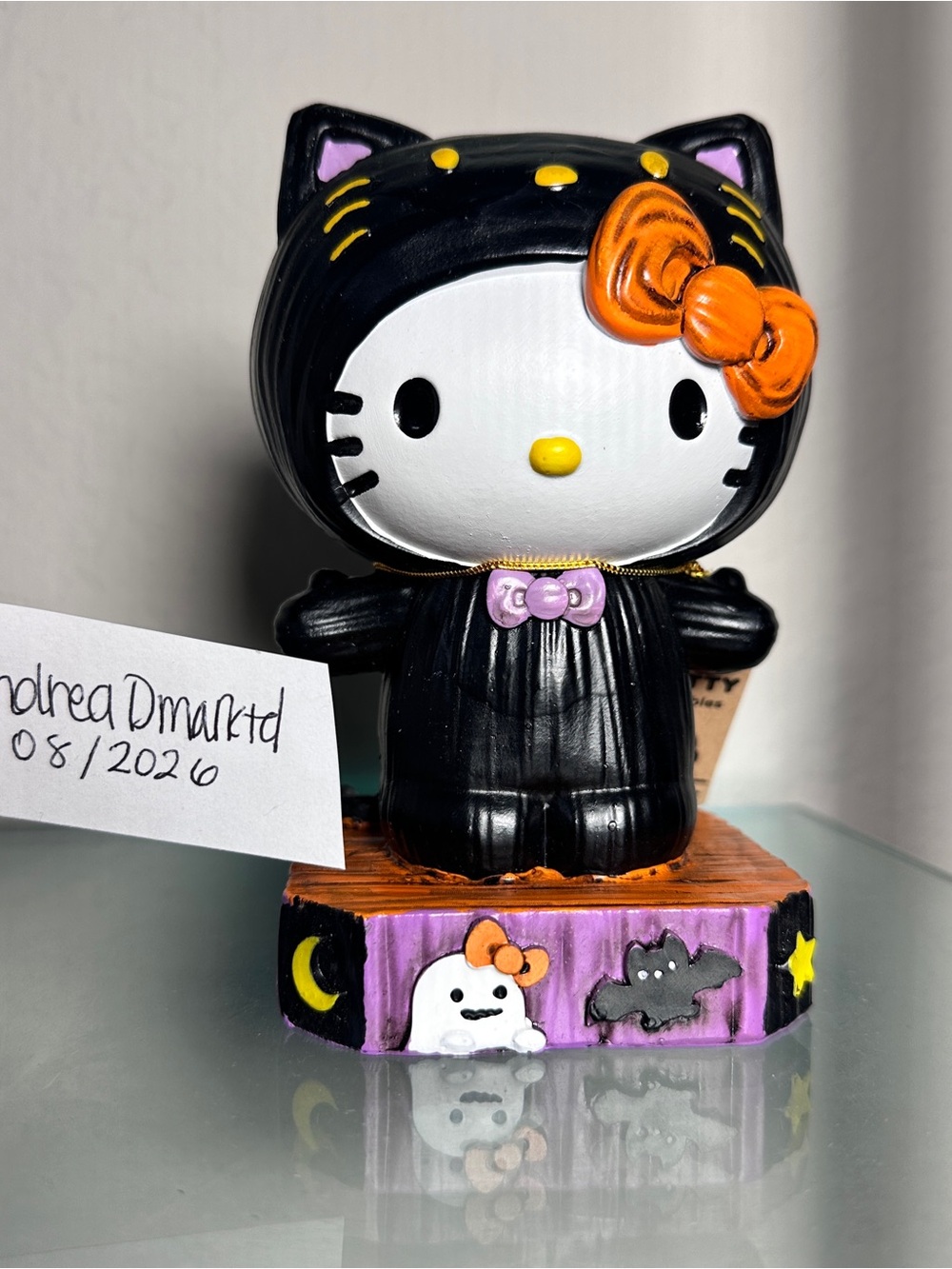 Hello Kitty wooden Halloween holiday collectible Costume Figurine - Black Orange